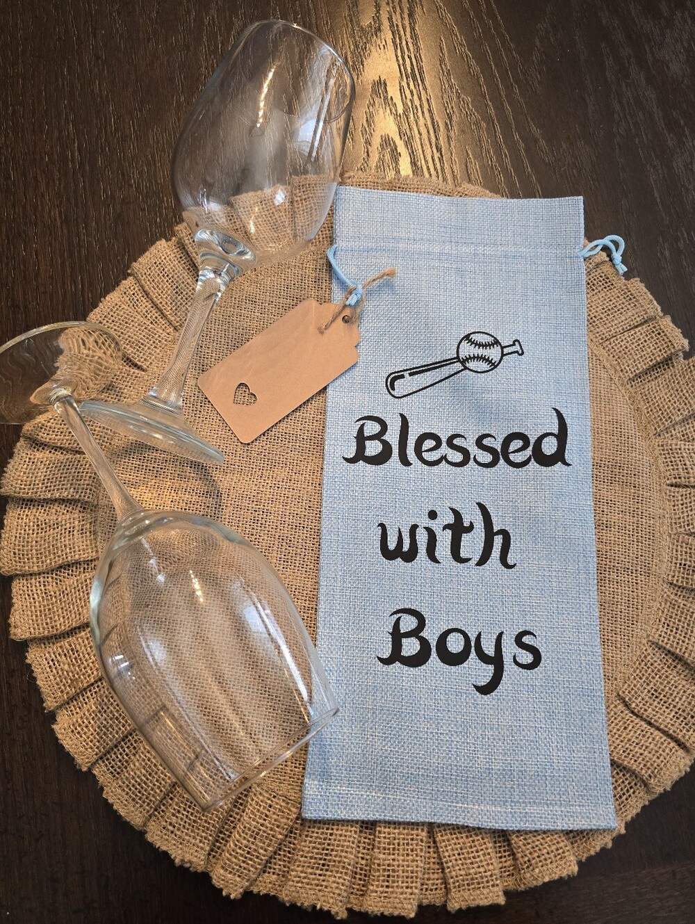 ⚾🍷 Little League Mom Gift • "Blessed With Boys" Wine Bag
